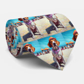 American English Foxhound on Beach, Sommergeschenk Krawatte (Gerollt)