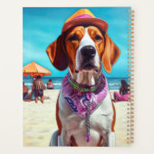 American English Foxhound on Beach, Sommergeschenk Planer (Rückseite)