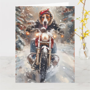 American English Foxhound Riding Bike Weihnachten Karte