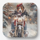 American English Foxhound Riding Bike Weihnachten Pappteller (Vorderseite)