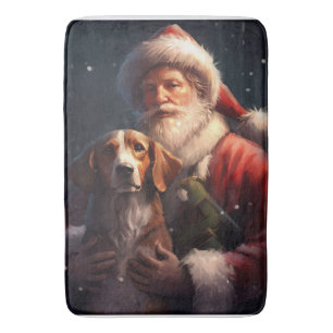 American English Foxhound Santa Claus Weihnachten Badematte