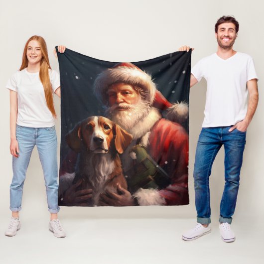 American English Foxhound Santa Claus Weihnachten Fleecedecke (Beispiel)