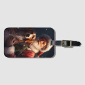 American English Foxhound Santa Claus Weihnachten Gepäckanhänger (Vorderseite (Horizontal))