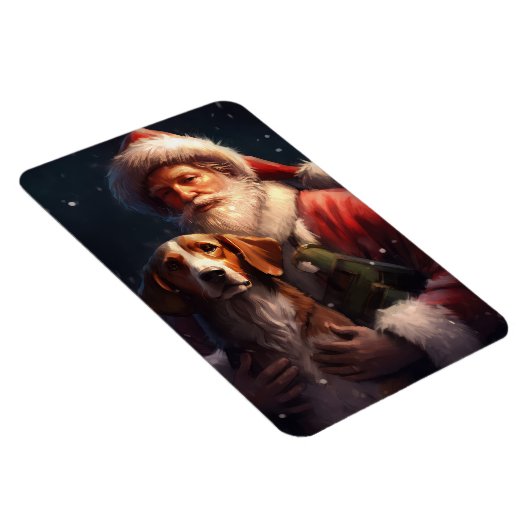 American English Foxhound Santa Claus Weihnachten Magnet (Rechte Seite)