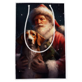 American English Foxhound Santa Claus Weihnachten Mittlere Geschenktüte (Vorderseite)