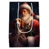 American English Foxhound Santa Claus Weihnachten Mittlere Geschenktüte (Rückseite)