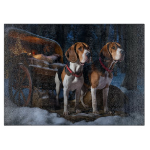 American English Foxhound Schnee-Schlitten Weihnac Schneidebrett