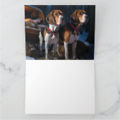 American English Foxhound Snowy Sleigh Weihnachten Karte (Innenseite)