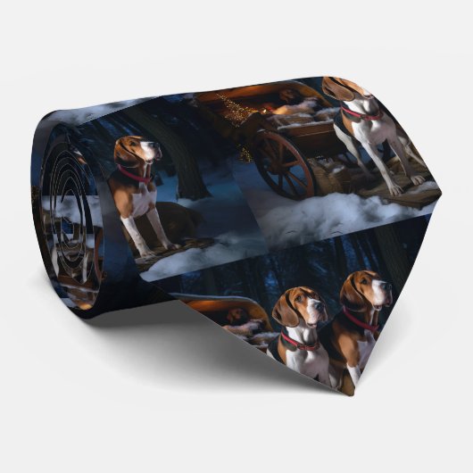 American English Foxhound Snowy Sleigh Weihnachten Krawatte (Gerollt)