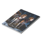 American English Foxhound Snowy Sleigh Weihnachten Notizblock (Rotiert)