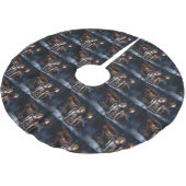 American English Foxhound Snowy Sleigh Weihnachten Polyester Weihnachtsbaumdecke (Schrägansicht)