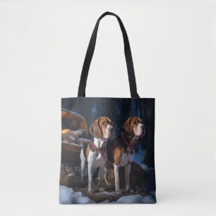 American English Foxhound Snowy Sleigh Weihnachten Tasche