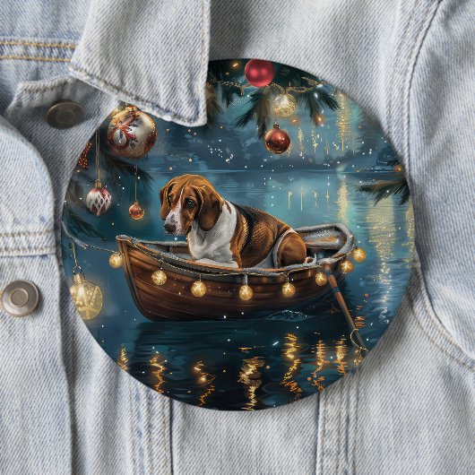American English Foxhound Weihnachtsfest Reise Button (Beispiel)