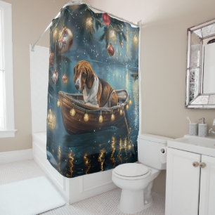 American English Foxhound Weihnachtsfest Reise Duschvorhang