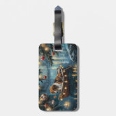 American English Foxhound Weihnachtsfest Reise Gepäckanhänger (Rückseite vertikal)