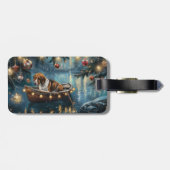 American English Foxhound Weihnachtsfest Reise Gepäckanhänger (Rückseite horizontal)