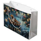 American English Foxhound Weihnachtsfest Reise Große Geschenktüte (Rückseite Schrägansicht)