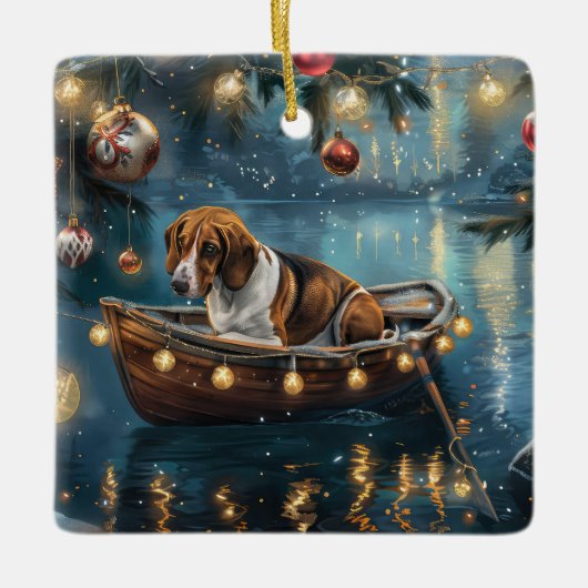 American English Foxhound Weihnachtsfest Reise Keramikornament (Vorderseite)