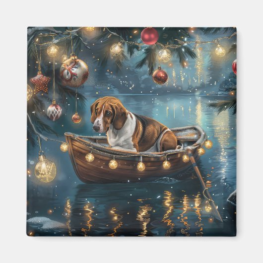 American English Foxhound Weihnachtsfest Reise Magnet (Vorne)