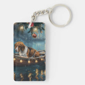 American English Foxhound Weihnachtsfest Reise Schlüsselanhänger (Rückseite)