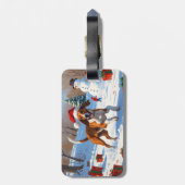 American English Foxhound Weihnachtsfest Schnee Gepäckanhänger (Rückseite vertikal)