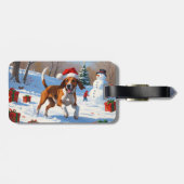American English Foxhound Weihnachtsfest Schnee Gepäckanhänger (Rückseite horizontal)