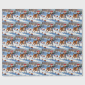 American English Foxhound Weihnachtsfest Schnee Geschenkpapier (Flach)