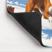 American English Foxhound Weihnachtsfest Schnee Mousepad (Ecke)
