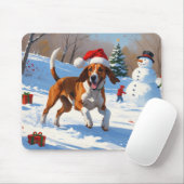 American English Foxhound Weihnachtsfest Schnee Mousepad (Mit Mouse)