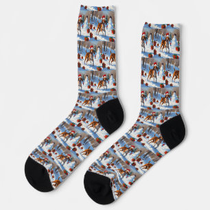 American English Foxhound Weihnachtsfest Schnee Socken