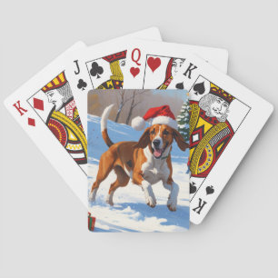 American English Foxhound Weihnachtsfest Schnee Spielkarten