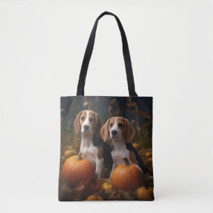 American English Foxhound Welpe Herbstfreude Tasche