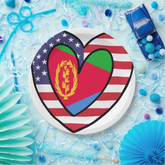 American Eritrean Flag Inner Heart USA Eritrea Pappteller (Party)
