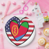 American Eritrean Flag Inner Heart USA Eritrea Pappteller (Party)