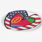 American Eritrean Flag Inner Heart USA Eritrea Pappteller (Schrägansicht)