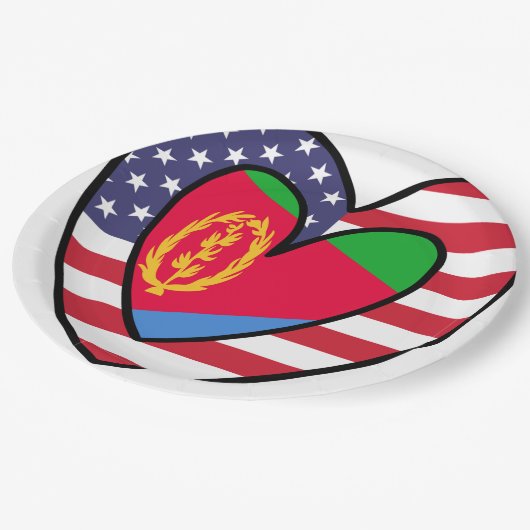 American Eritrean Flag Inner Heart USA Eritrea Pappteller (Schrägansicht)