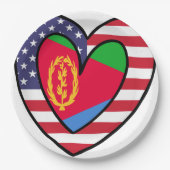 American Eritrean Flag Inner Heart USA Eritrea Pappteller (Vorderseite)