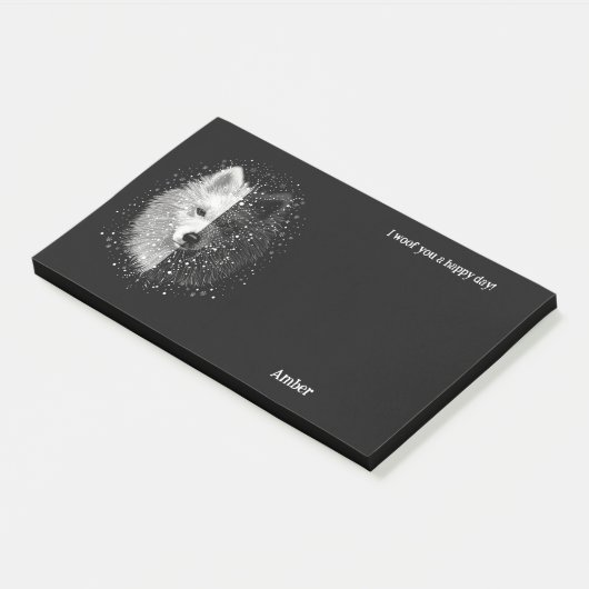 American Eskimo Abstrakt Art Dog Name Post-it Klebezettel (angewinkelt)