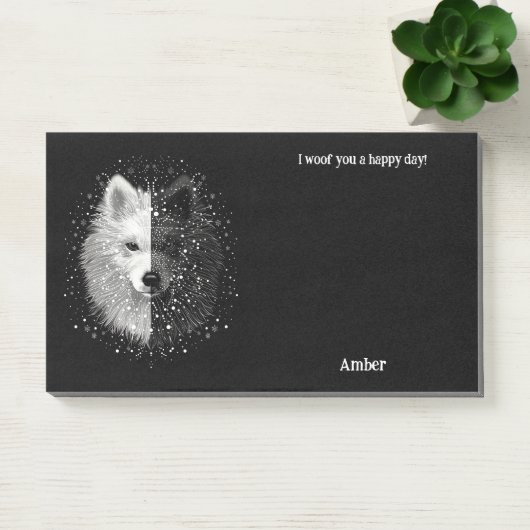 American Eskimo Abstrakt Art Dog Name Post-it Klebezettel (Büro)