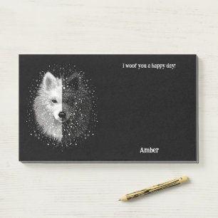 American Eskimo Abstrakt Art Dog Name Post-it Klebezettel