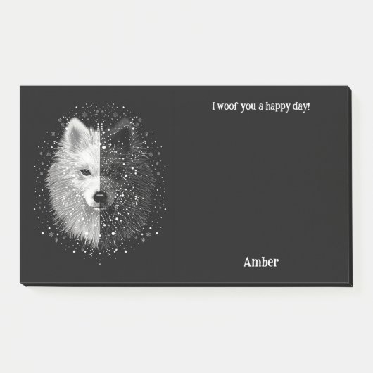 American Eskimo Abstrakt Art Dog Name Post-it Klebezettel (Vorderseite)