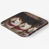 American Eskimo am Feuerplatz Weihnachten Pappteller (Gewinkelt)