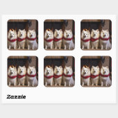 American Eskimo am Feuerplatz Weihnachten Quadratischer Aufkleber (Blatt)