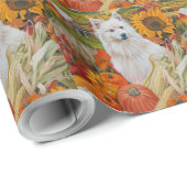 American Eskimo Autumn Harvest Erntedank Dog Geschenkpapier (Rolleneckpunkt)