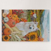 American Eskimo Autumn Harvest Erntedank Dog Puzzle (Horizontal)