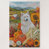 American Eskimo Autumn Harvest Erntedank Dog Puzzle (Vertikal)