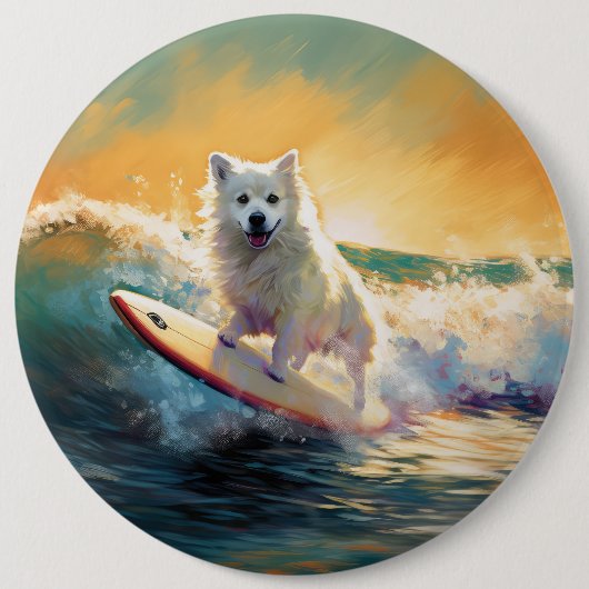 American Eskimo Beach Surfmalerei Button (Vorderseite)