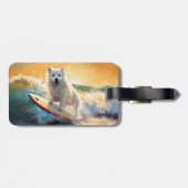 American Eskimo Beach Surfmalerei Gepäckanhänger (Rückseite horizontal)