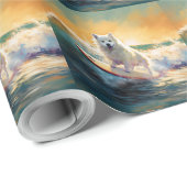 American Eskimo Beach Surfmalerei Geschenkpapier (Rolleneckpunkt)