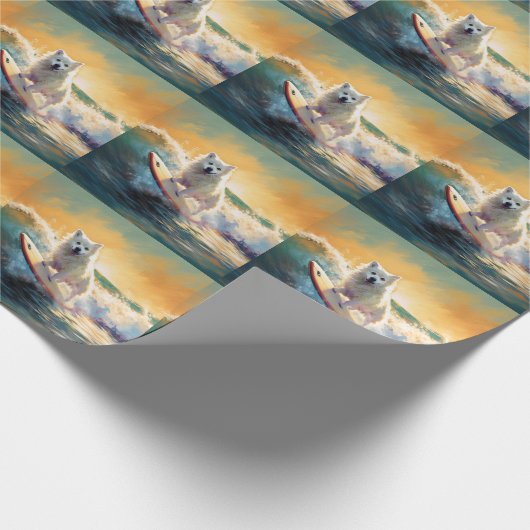 American Eskimo Beach Surfmalerei Geschenkpapier (Ecke)